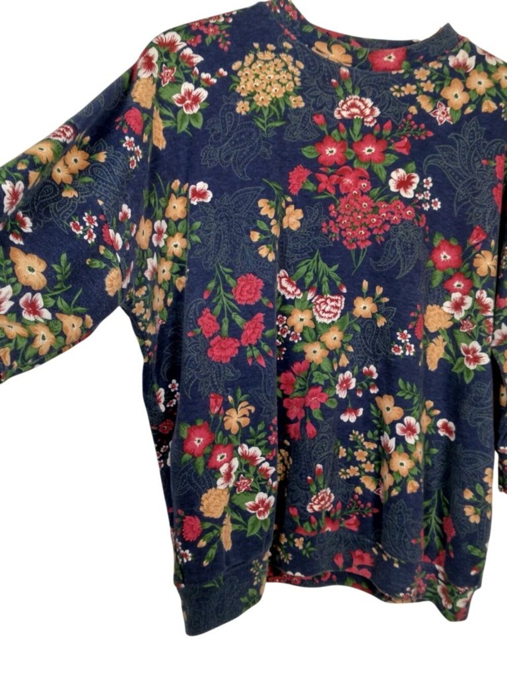Vintage Large Skirt And Shirt Knit Outfit Set Blue Floral Cottagecore Soft USA - Picture 15 of 16